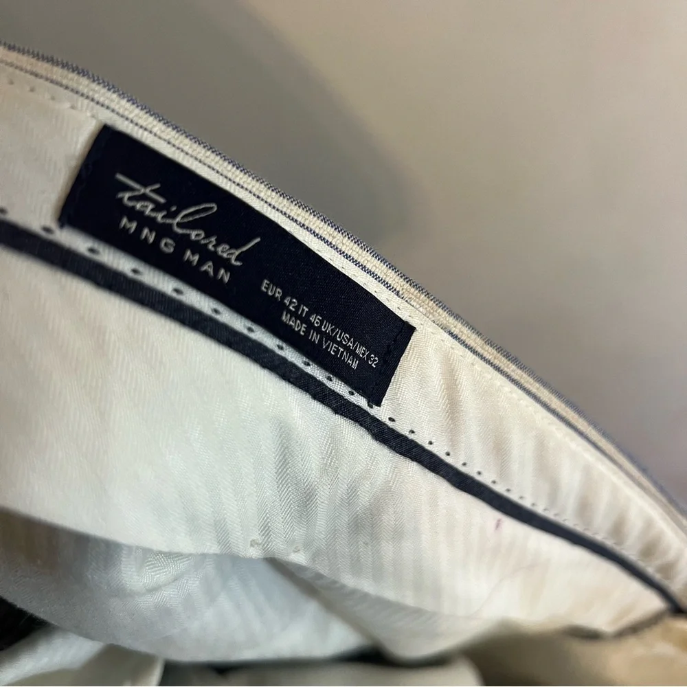 Mango Man Striped Light Blue and White Pants - Picture 7 of 8